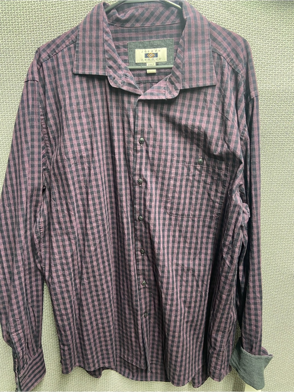 Joseph Abboud 2 XLT Men's Plum and Black Check Button-Down Shirt